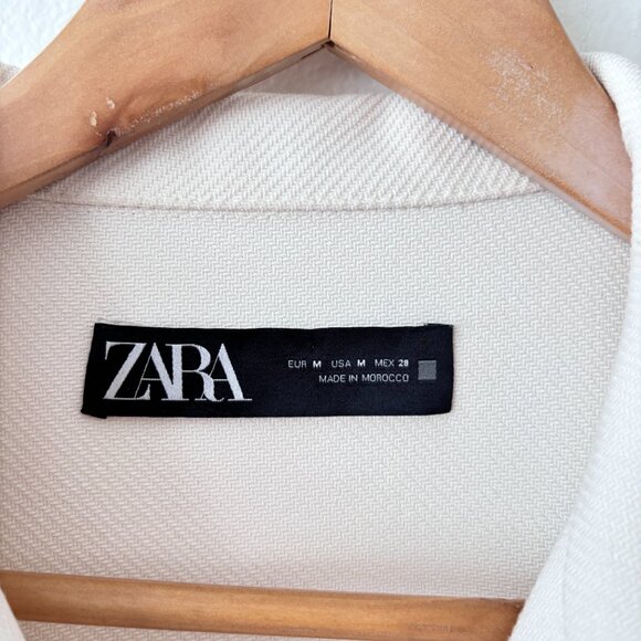 Zara Long Overshirt in Cream - Picture 8 of 8